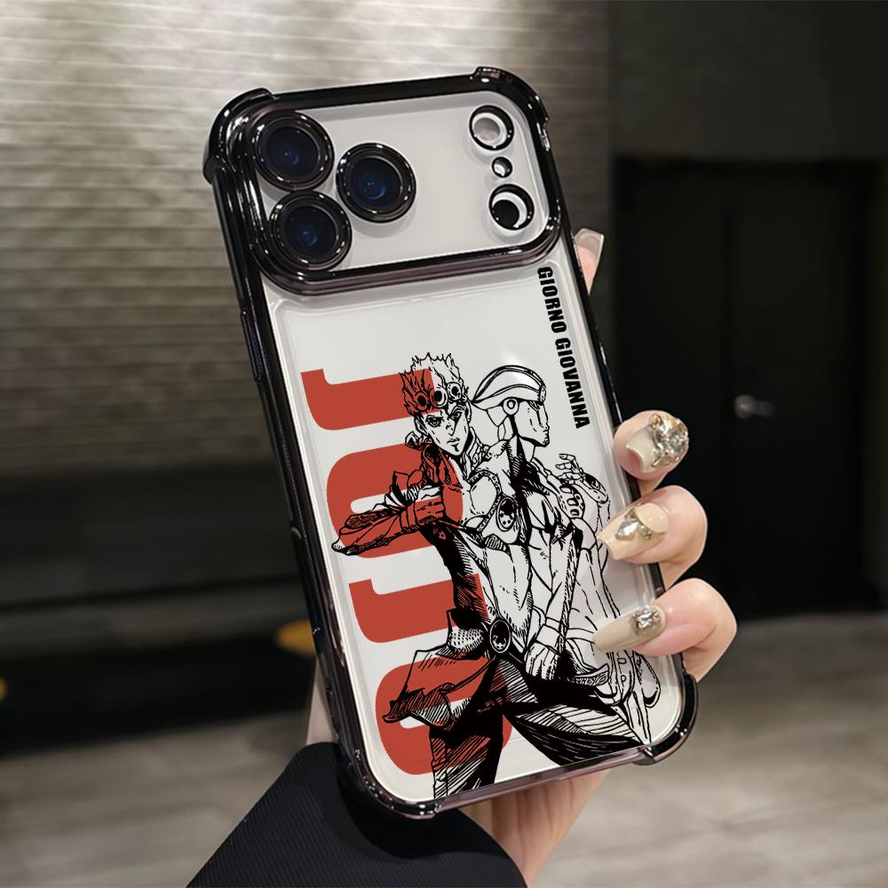 

JoJo Bizarre Adventure Phone Case for iPhone 17 Air 16 15 14 Plus 13 12 11 Pro Max X Xs XR 8 e Anti-drop Transparent Soft Cover iPhone 15 Plus