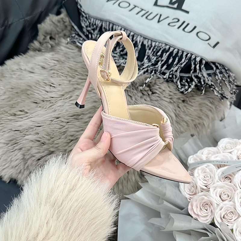 5-1 Sandals Women's Summer New Open-toed Premium Satin Sexy Temperament Strap High Heel