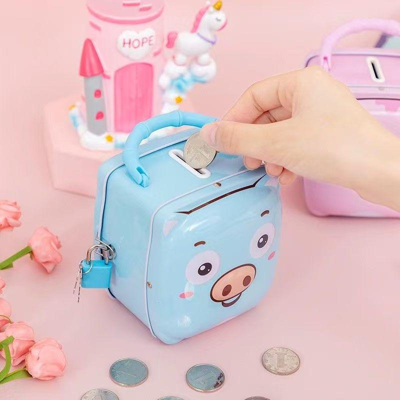 Creative Pig Iron Metal Piggy Bank with Lock – Student Coin Jar, Children's Gift, Kindergarten Prize