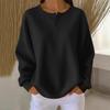 Women's Long Sleeve V-Neck Button Detail Waffle Knit Top