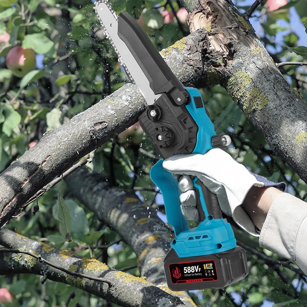 ONEVAN Brushless 4500W Telescoping Pole Electric Chainsaw 8inch 2in1 High Branch Saw Garden Power Tool For 21V 18V Battery