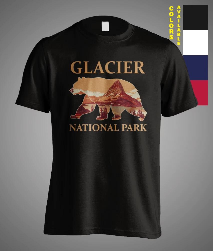 Glacier National Park Montana Rocky Mountain Bear Hiking Funny Gift T-Shirt XL