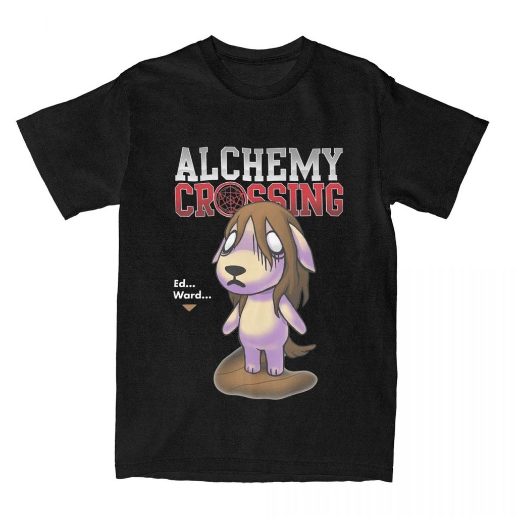 Men Fullmetal Alchemists Fusion T Shirt Alchemy Crossing Pure Cotton Clothing Crazy Short Sleeve Round Neck Tee Shirt T-Shirts