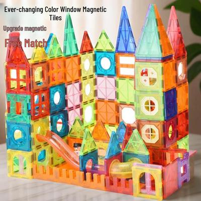 Bunte Magnetische Bausteine für Kinder - Starke Magnetische Fensterfolien