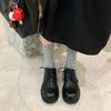 Sheepskin Version~ Leather Thick Heel Retro Pleated Small Leather Shoes Women's British Lace-up Platform Oxford Shoes Loafers Single Shoes