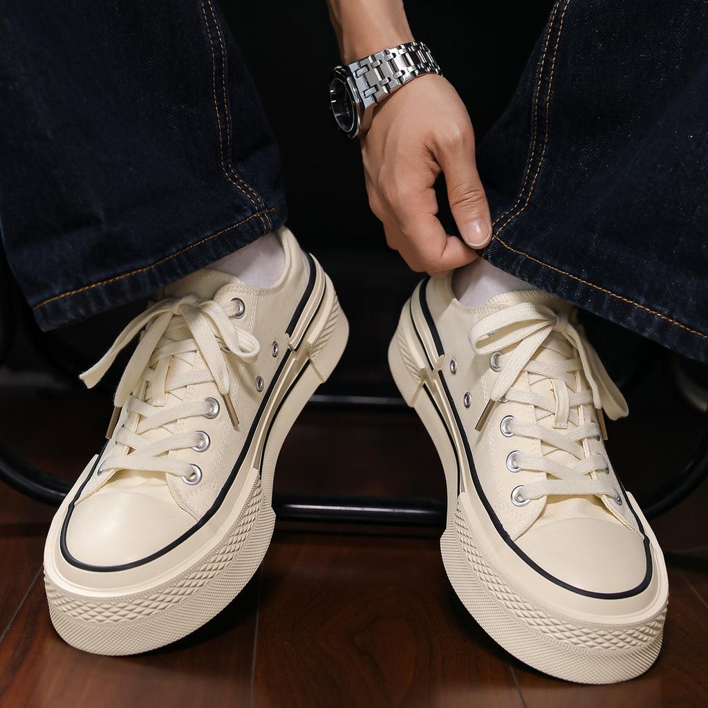 New Men Vulcanized Shoes, Lightweight Anti-slip Wear-resistant Low Top Trend Sneakers, Versatile Fashion Casual Skate Footwear