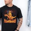 Jesus Riding Dinosaur T-Shirt: USA Flag Graphic Novelty Tee