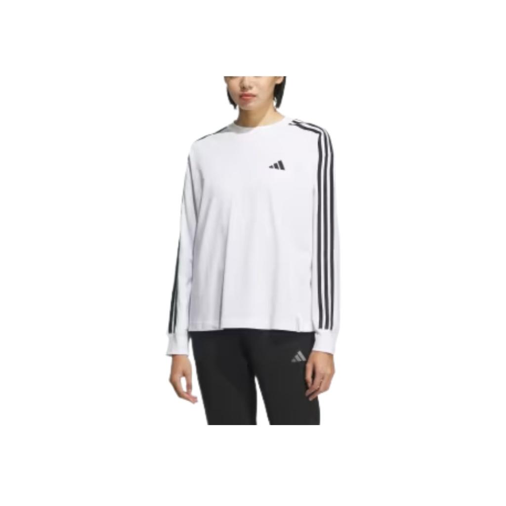 Adidas Essentials Plus Casual Versatile Simple Comfortable Long Sleeve Drop Shoulder T-Shirt Women Tops White JW4496