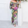 Abito da Donna Moda Completo Elegante Tie-dye Manica Lunga Sciarpa Gilet Gonna