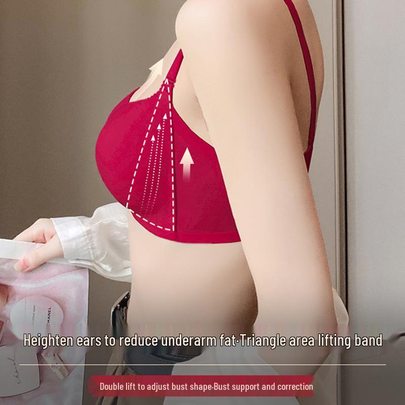 Oryginalna Czerwona Bielizna Ślubna Push-Up Zestaw Biustonosza z Bocznym Wsparciem