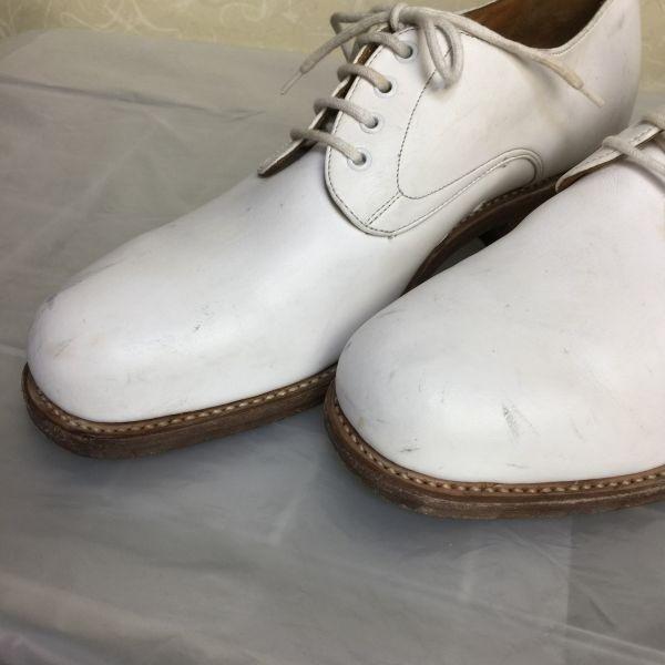 White Dress Business Shoes Size 24.0 6 Leather Goodyear Welted White High Heel(USED)