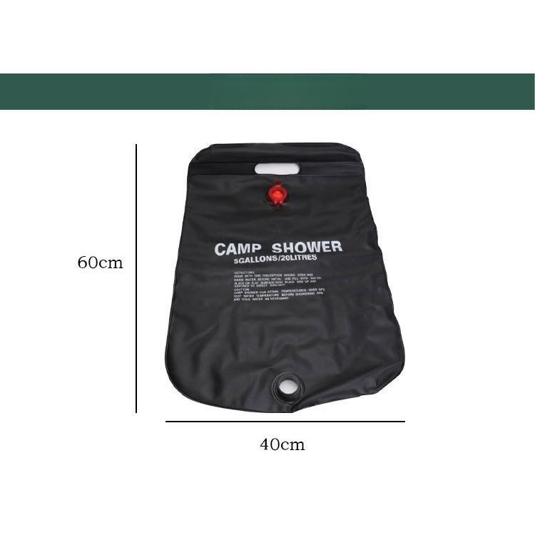 Bolsa de ducha para acampar al aire libre, bolsa de agua caliente solar de 20 l, bolsa portátil para almacenar agua de refrigeración y ducha