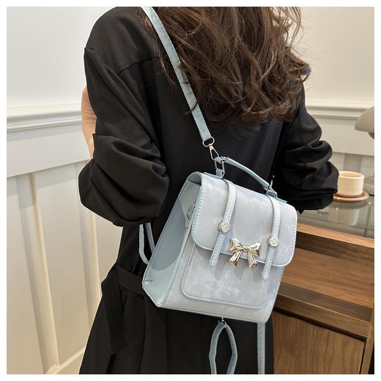 Butterfly Knot Faux Leather Mini Backpack for Women Trendy Small Shoulder Crossbody Purse CLE