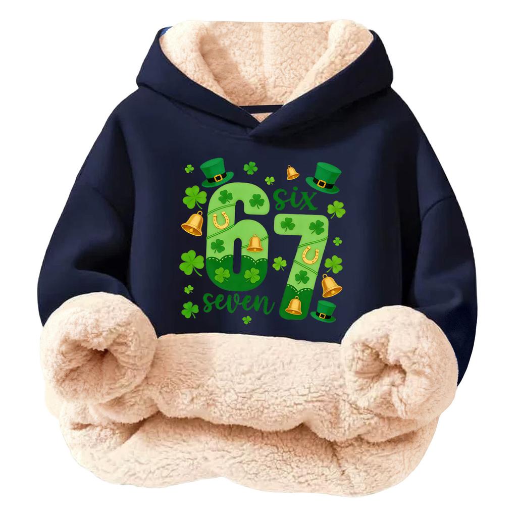 Children's Fashionable Printing Casual Fleece Hooded Loose Fit Hoodie Without Pockets