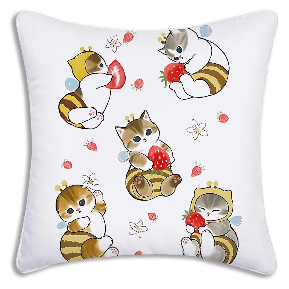 Fashion Luxury Cute Mofusand Cat Pillow Covers Cartoon Sofa Decorative Home Double-Sided Printing Short Plush Cute Cushion Cover