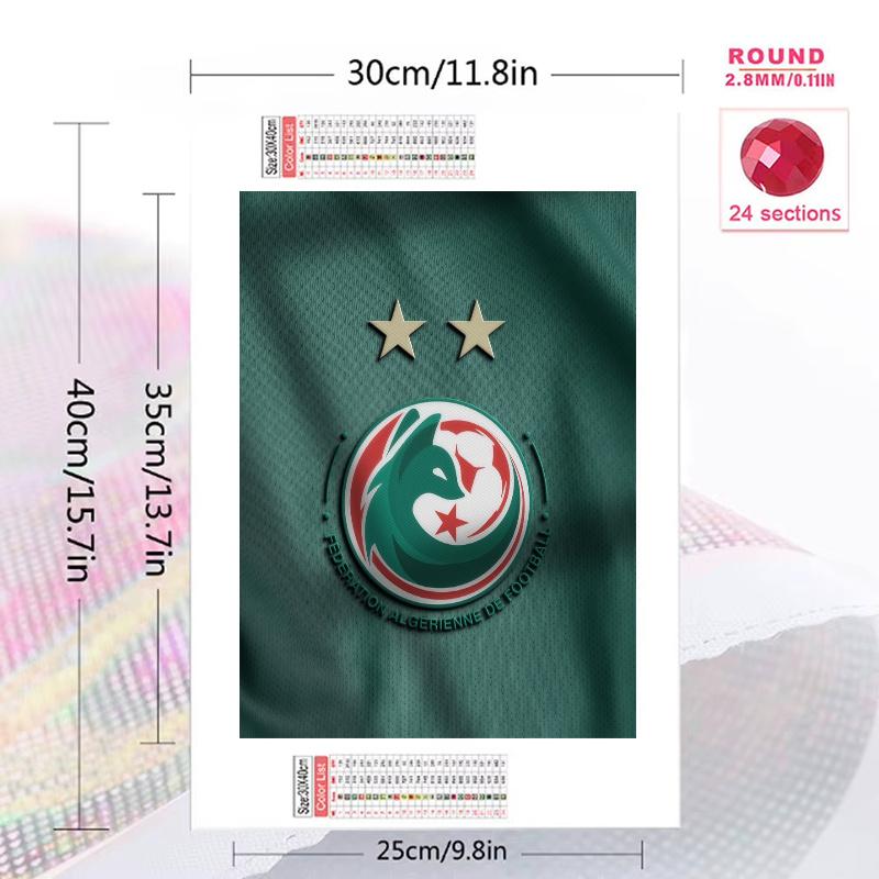 Algeria national football logo Pattern 3pcs 100% Round Full Drill 5D DIY Diamond Painting Embroidery Cross Stitch Rhinestone Décor