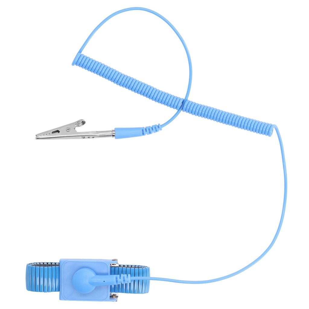 Curea de mână antistatică Brățară metalică cu împământare ESD, sârmă lungă de 1,8 m pentru brățară albastră de atelier