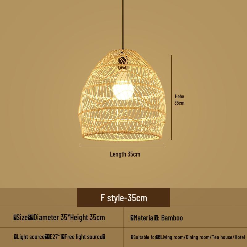 Bamboo Woven Pendant Light - Japanese Lantern for Dining, Restaurant, or Tea Room. Rattan Straw Hat Lampshade with New Chinese Art Design.