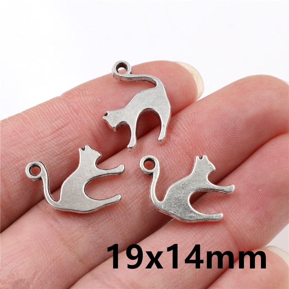 

19x14mm 20pcs Antique Silver Plated Bronze Plated Cute Cat Handmade Charms Pendant:DIY for bracelet necklace