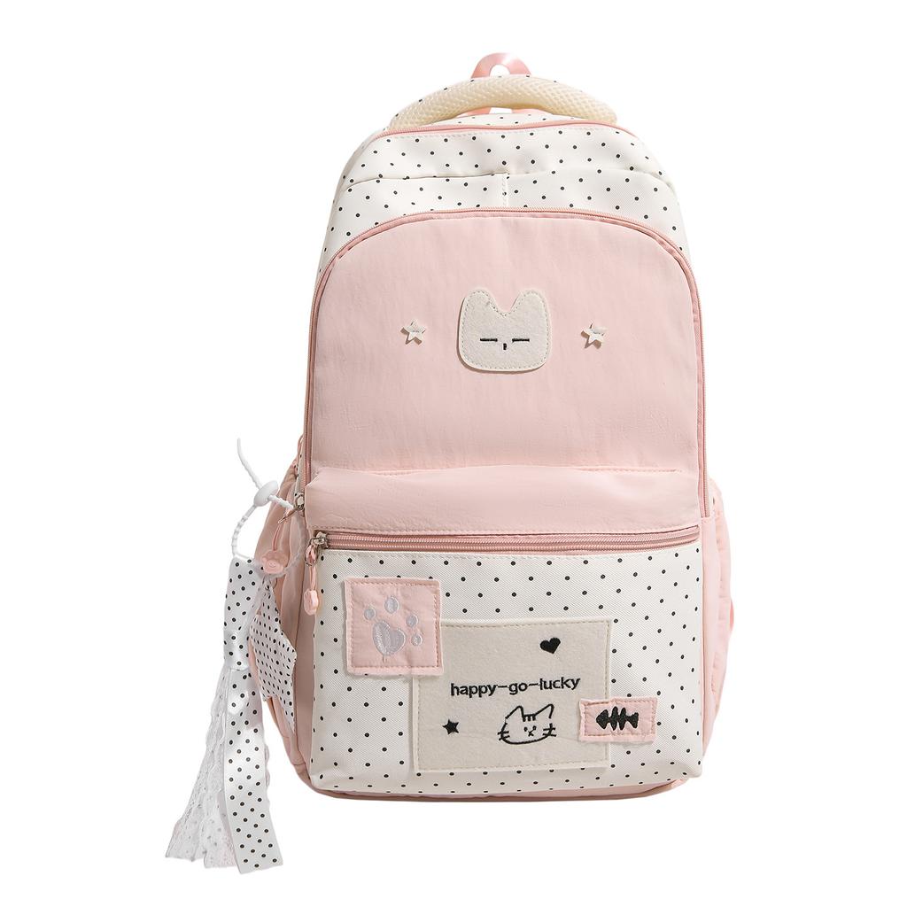 Zaino scolastico giapponese nuovo di alta qualità fresco e dolce gatto carino pois zaino studenti delle scuole medie zaino da viaggio leggero