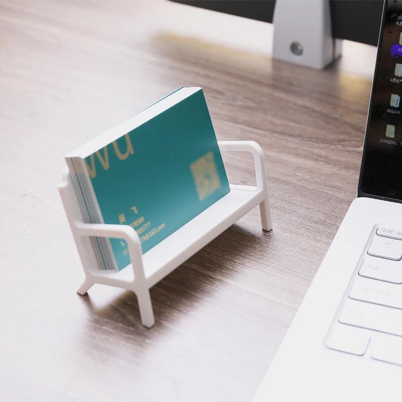

1pc Simple White Bench Style Business Card Holder Stand Case Modern Sofa Name Card Desktop Organizer School Office Supplies білий