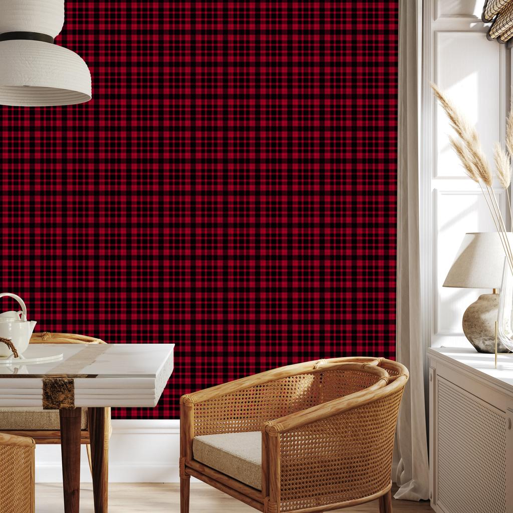 Red Checkered Wallpaper in Burgundy and Burgundy for Living Room and Bedroom 50x1000