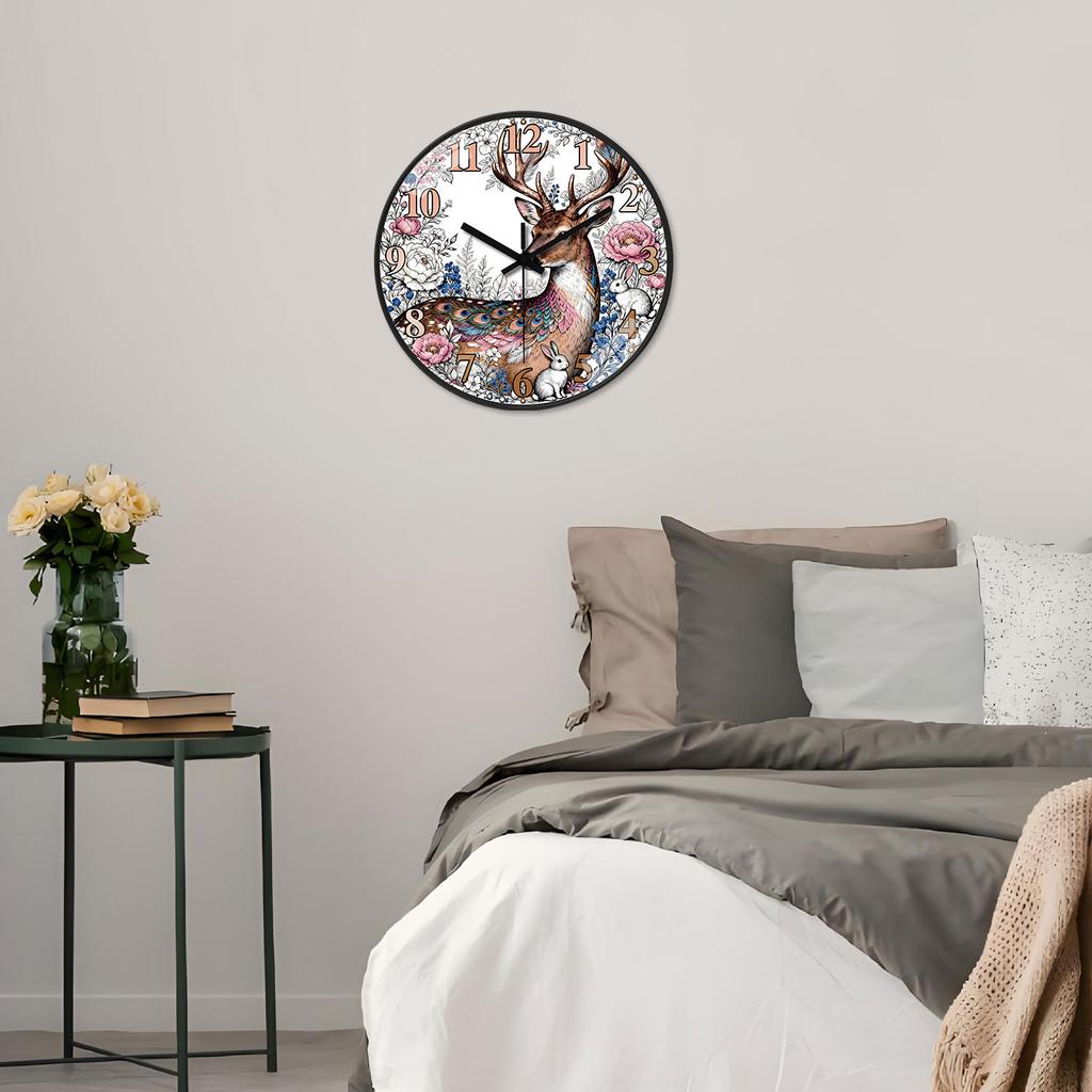 High-Quality 1 High-Quality Piece High-Quality Of High-Quality A Deer-Themed High-Quality Wall High-Quality Clock, 8-12Inch High-Quality Round