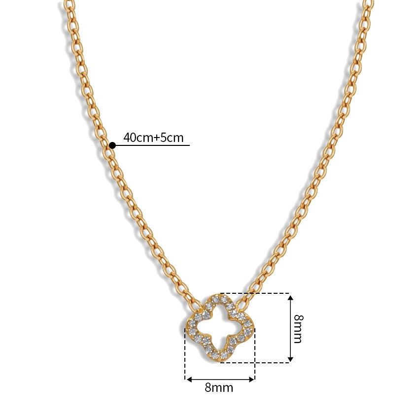 Titanium Steel Lucky Four-Leaf Clover, High-End Light Luxury Single-Sided Diamond Necklace