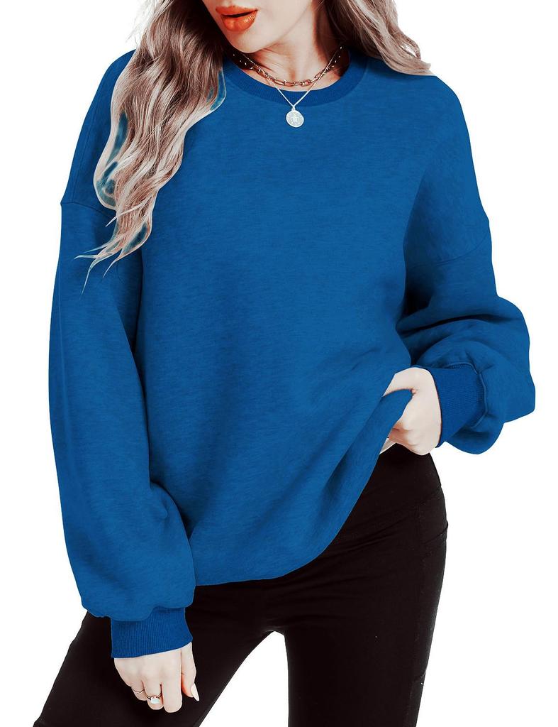 2024 Autumn/Winter Women's Solid Color Round Neck Long Sleeve Casual Loose Hoodie
