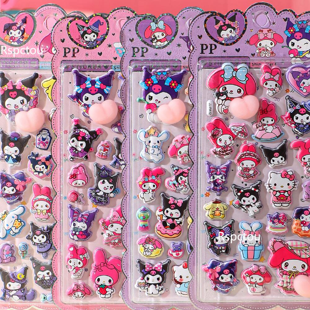 Cute Creative Sanrio Happy Buttocks Stickers Kawaii Cartoon Kuromi My Melody Soft Pinchable Decompression 3D Bubble Decals Gift