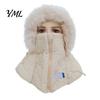 Breathable Zipper Face Cover Cap Women Winter Balaclava Hat, Quilted Mask Hood Closure, Fuzzy Trim, Windproof Ski with Fleece Lined, Warm Hat for Cold