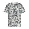Mode US-Dollar 3D-Druck T-Shirt Herren Sommer Lässig Rundhals Kurzarm Geld Grafik T-Shirts Locker Pullover Tops T-Shirts