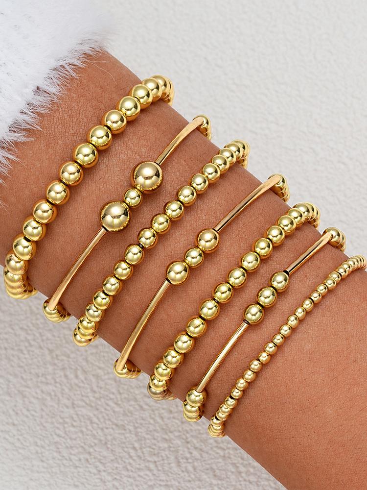 Set di 7 Braccialetti Minimalisti Vintage con Perline per Donna Moda Eleganti Braccialetti Fatti a Mano Gioielli per Uso Quotidiano Feste Vacanze Regali