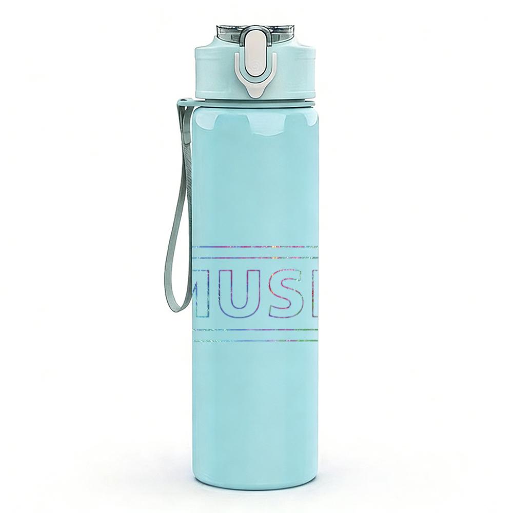 PC Pastel Music Text Minimalist Print 750ml colorful plastic sports water bottle leakproof pop up lid with straw for outdoor work home use