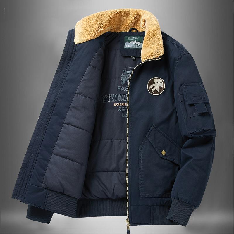 Thickened Cotton-padded Clothes Men's Pure Cotton Washed Casual Cotton-padded Jackets Loose Pilot Tooling Lapel Jacket Cotton-padded Clothes