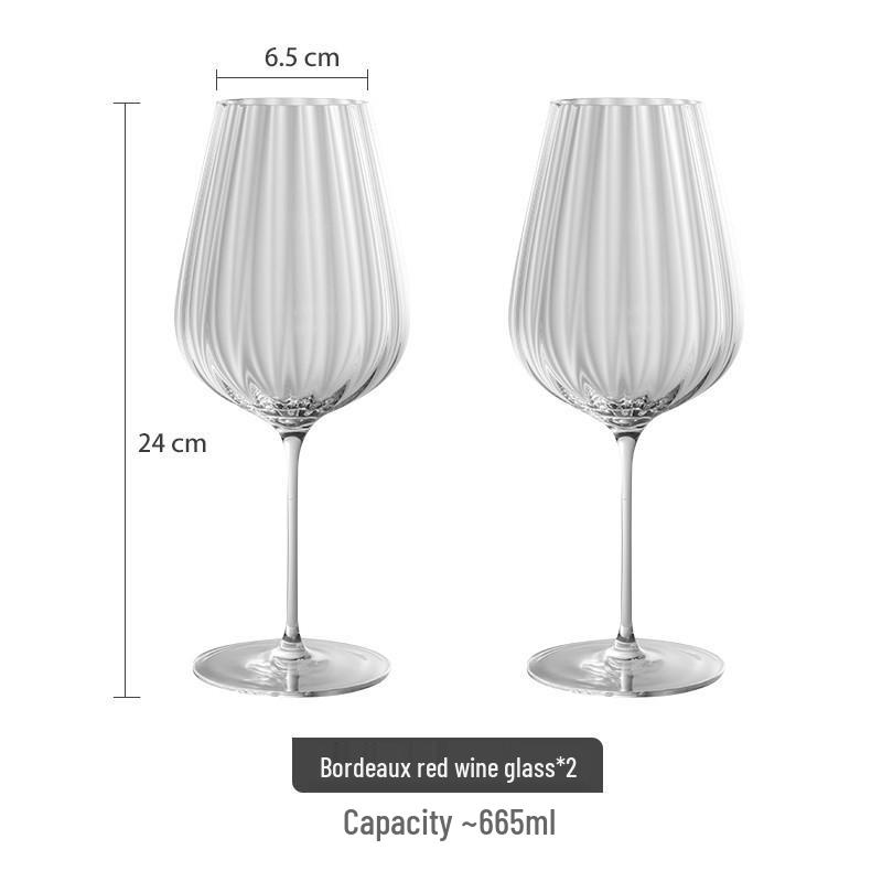Modern Striped Vertical Transparent Glass, Red Wine & Champagne Glass for Home Parties