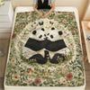 Panda and Grass pattern Flannel Blanket, High quality Comfortable for All Seasons, Home Decor, Warmth and Comfort, Perfect for Gifts.