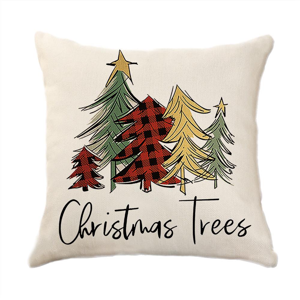 Christmas Theme Printed Sofa Pillow Case Christmas Atmosphere Decoration Bay Window Cushion