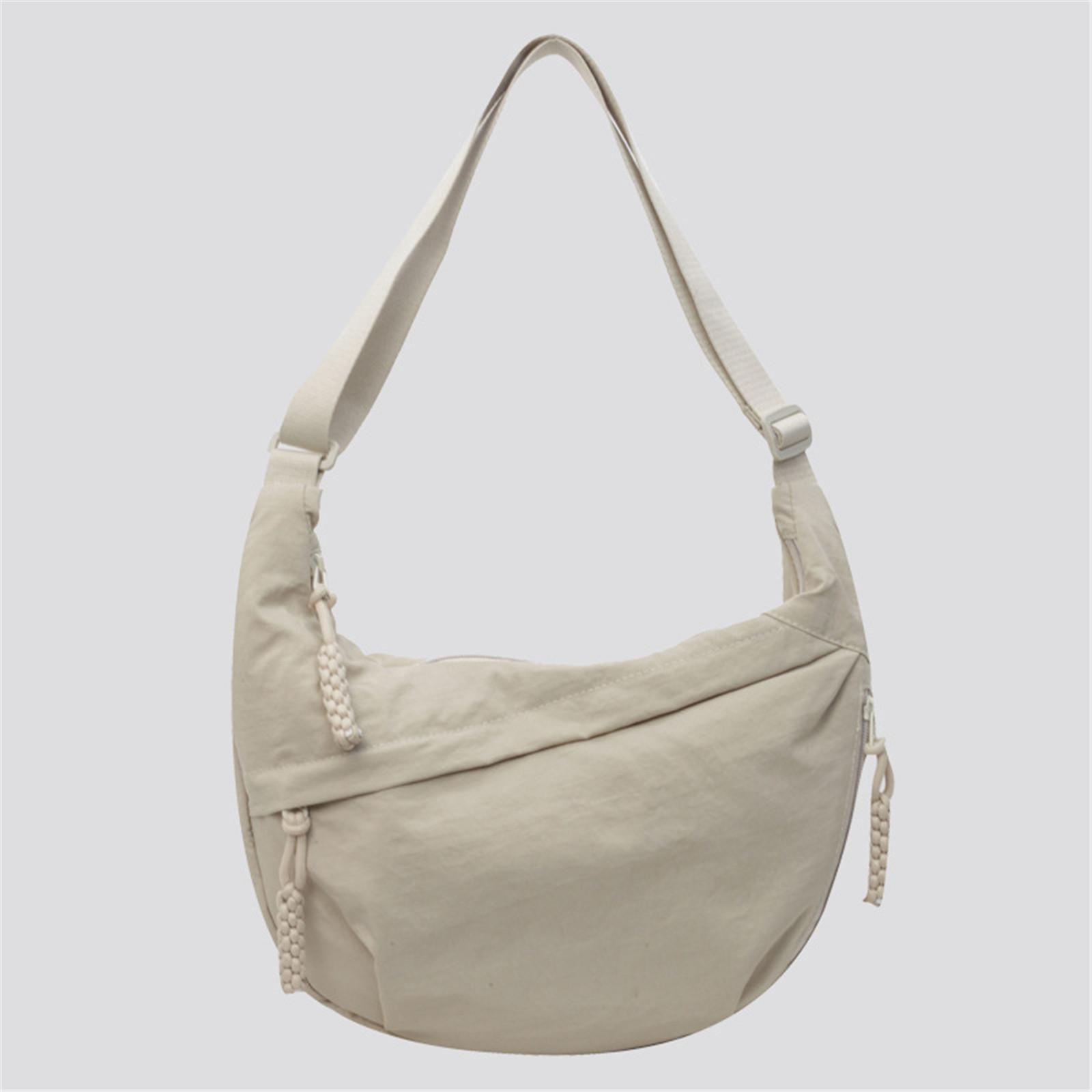 Weft Nylon Halve Maan Dumpling Tas voor Dames Heren Lichtgewicht Crossbody Tas met Meerdere Vakken Trendy Schoudertas beige