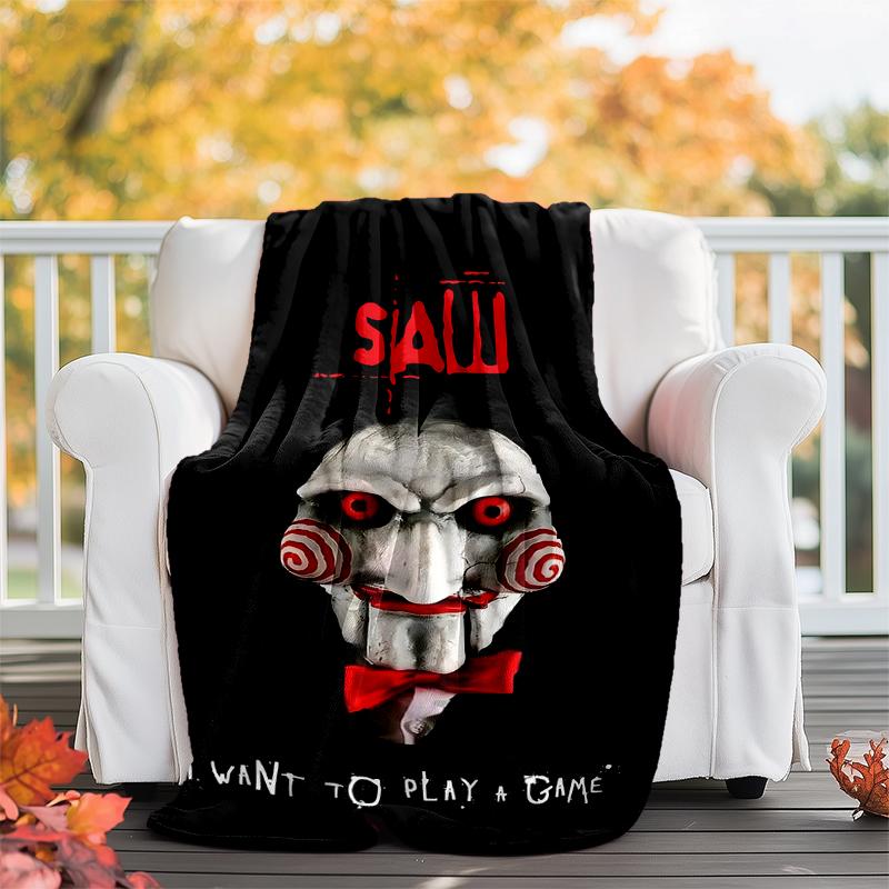 Saw Movie Flannel Blanket Soft All-Season Throw, Design for Camping, Car Travel, Hiking Sofa, Bed, Office Perfect Gift for Parties