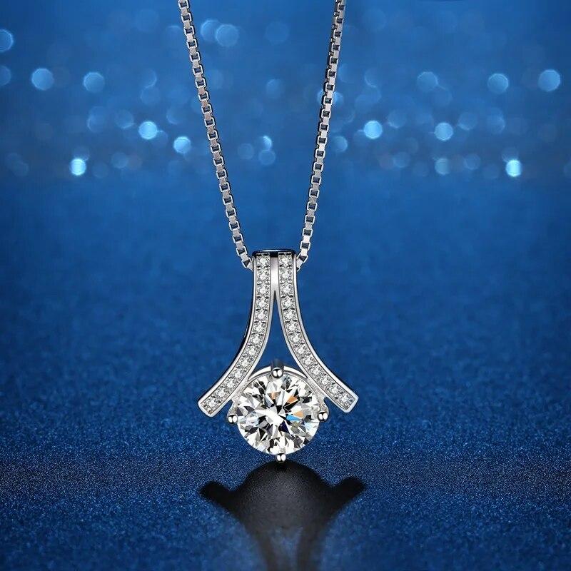 Colier cu pandantiv cu diamante moissanite de 0,5-2 carate de culoare D pentru femei 100% S925 Colier din argint Sterling Bijuterii fine