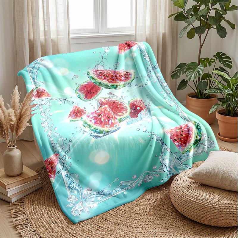 Watermelon Splash Art 1 Theme Blanket Lightweight Warm Flannel Blanket Decorative Throw Blanket for Home Decoration