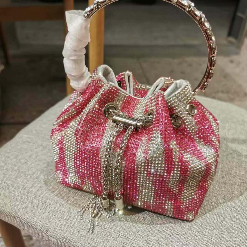 2026 Womens Crystal-Embellished Crossbody Bag Fringe Detail Small Square Shoulder No Top Handle