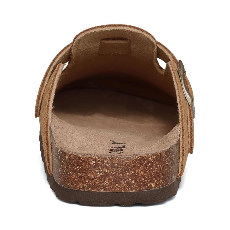 Fashion Smile New Genuine Cow Suede Clogs for Women Men Clogs Soft Cork Footbed Mules Leisure House Shoes with Arch Support Beach Slides