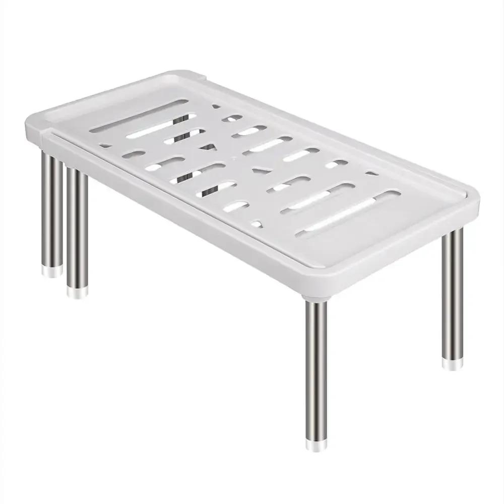 Desktop Double-Layer Storage Shelf Adjustable Stackable PP Organizer Rack Suitable for Office Living Room Bedroom Kitchen Spice