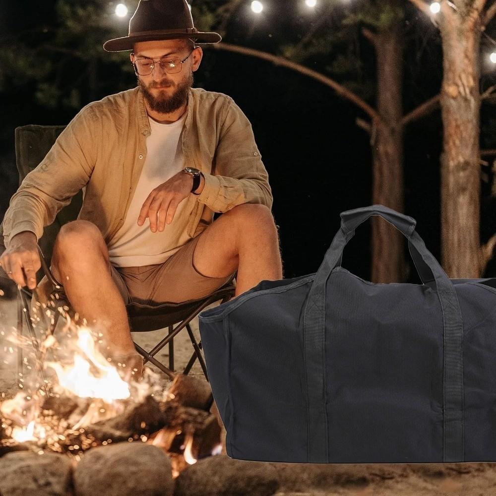 Heavy-Duty Firewood Carrier Bag Large Capacity with Sturdy Handles Log Transporter Scratch-resistant Oxford Cloth