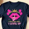 Birthday Queen T-Shirt, I Don’t Get Older I Level Up Tee, Funny Birthday Celebration Shirt, Gamer Birthday Outfit, Lip Balloon Party Tee