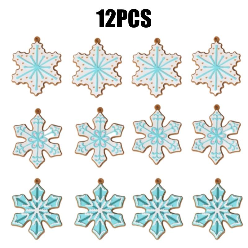 Winter Blue Snowflake Ornaments with Ropes Christmas Silicone Pendants Hanging Tree Decor for Home Party