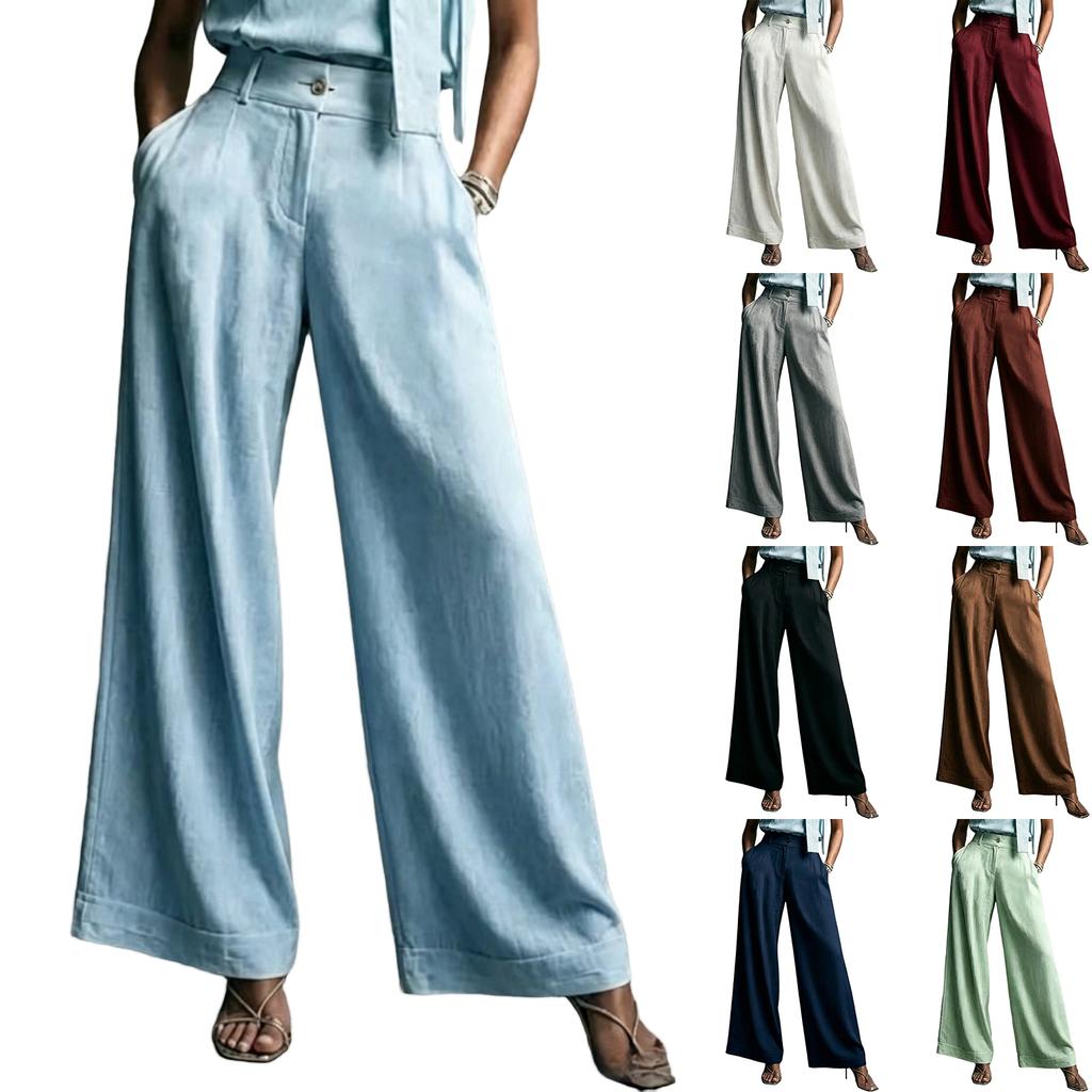 Women's High Waist Wide Leg Pants Loose Fit Casual Trousers Lightweight Comfortable Relaxed Fit Full Length