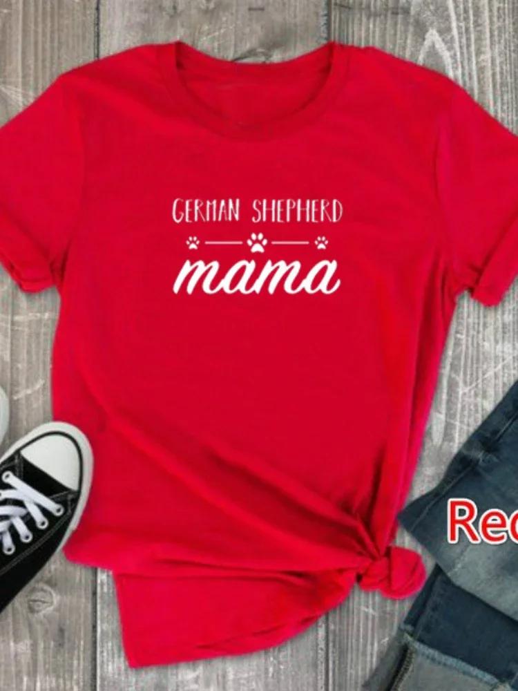 GERMAN SHEPHERD Mama Letter Print T Shirt Women Short Sleeve O Neck Loose Tshirt Ladies Summer Women Tee Shirt Tops
